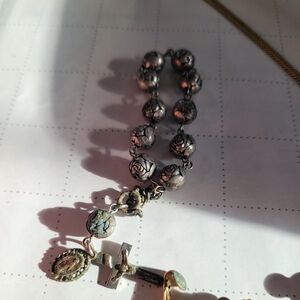 Elegant Silver Rosary Necklace